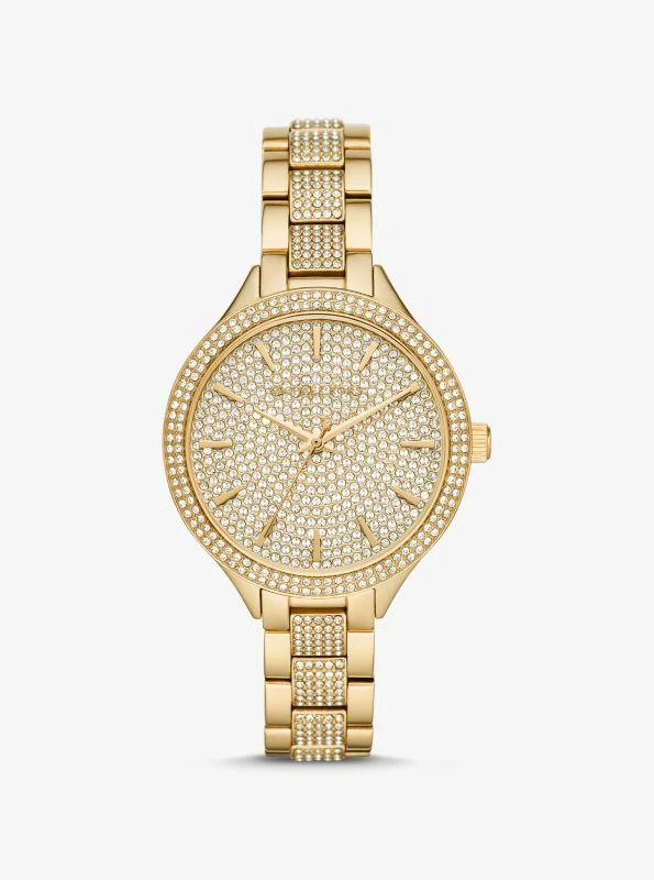 Michael Kors Gold Pave Dial Stainless Steel Watch Quartz NWT Michael Kors Gold Pave Dial Stainless Steel Watch Quartz NWT main image 2