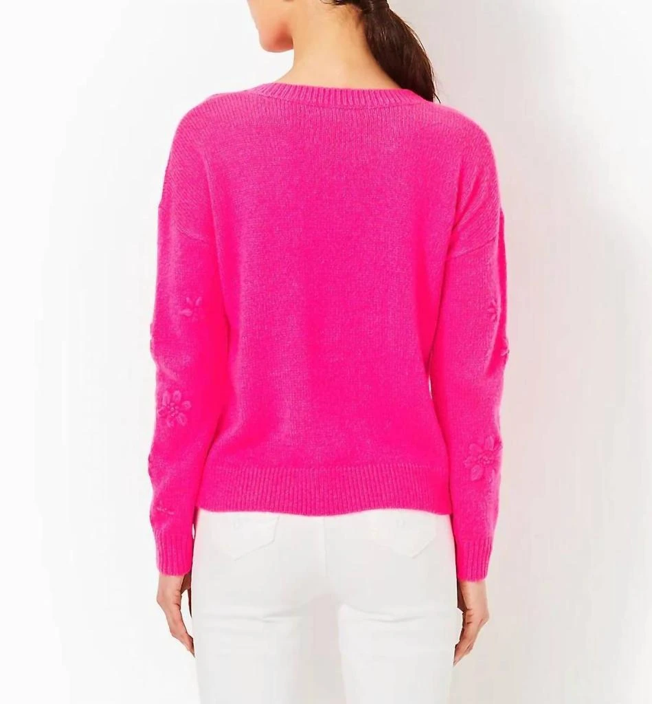 Lilly Pulitzer Elizabelle Sweater In Passion Fruit Pink Coastal Flowers 2