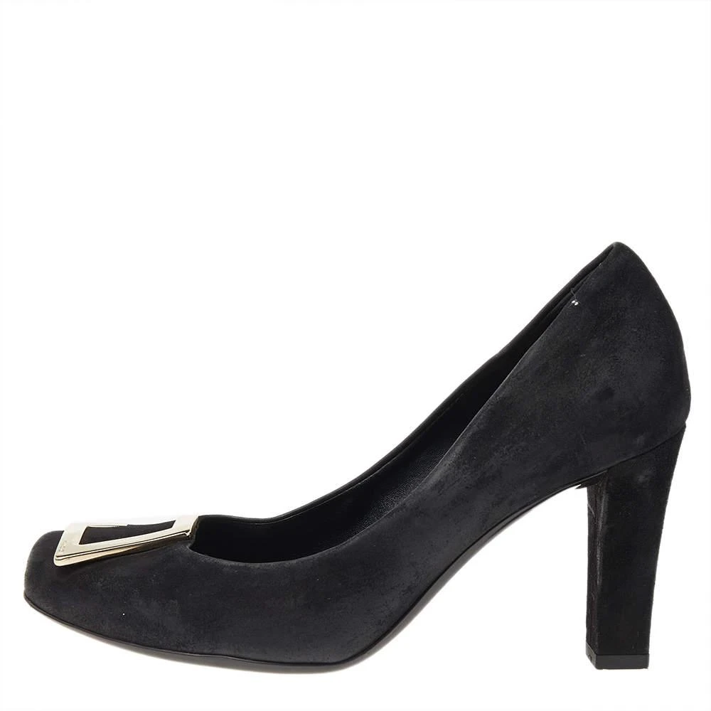 Gucci Gucci Black Suede Square Toe Metal Trim Pumps Size 36 2