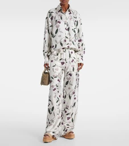Stella McCartney Printed silk twill wide-leg pants 2