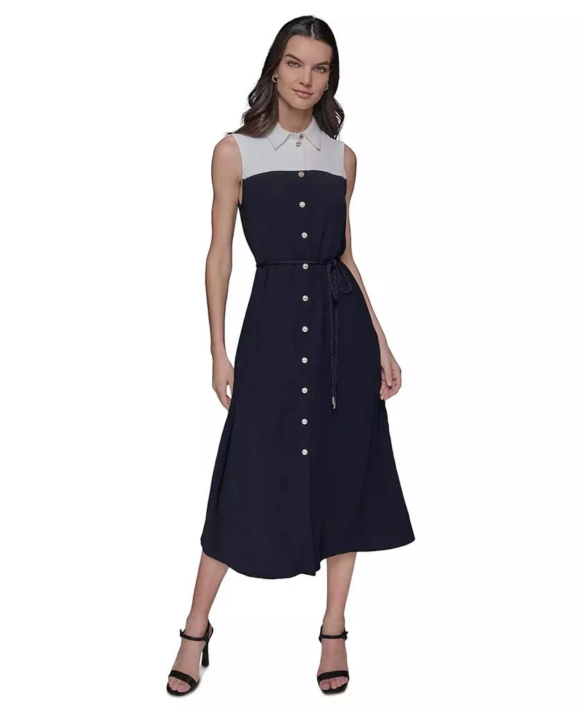 Karl Lagerfeld Paris Women's Aero Wash Colorblocked Shirtdress 1