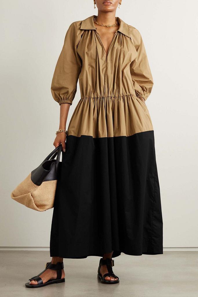 Esse Studios Collected gathered two-tone cotton-poplin maxi dress