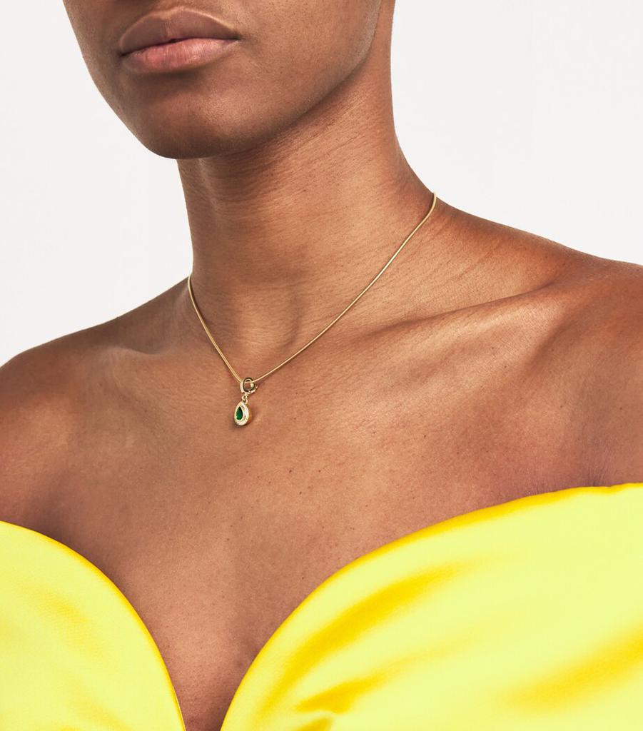 Azlee Medium Yellow Gold, Diamond and Emerald Charm