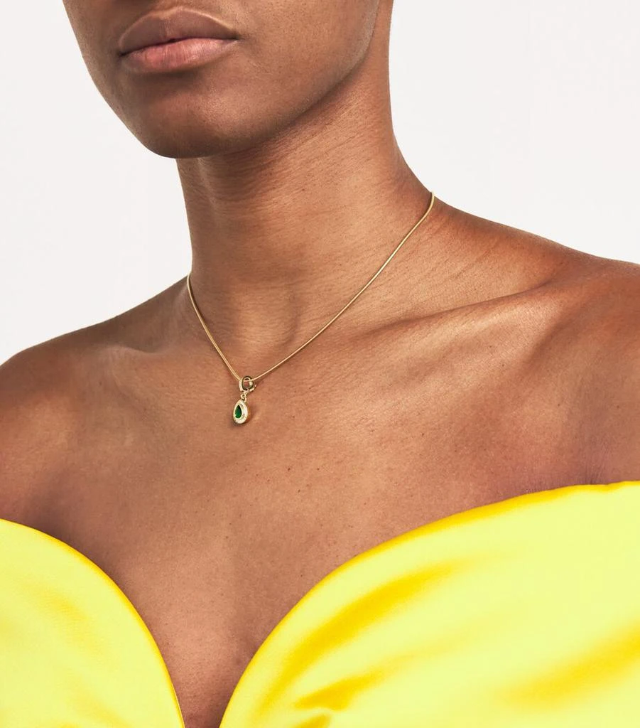 Azlee Medium Yellow Gold, Diamond and Emerald Charm 2