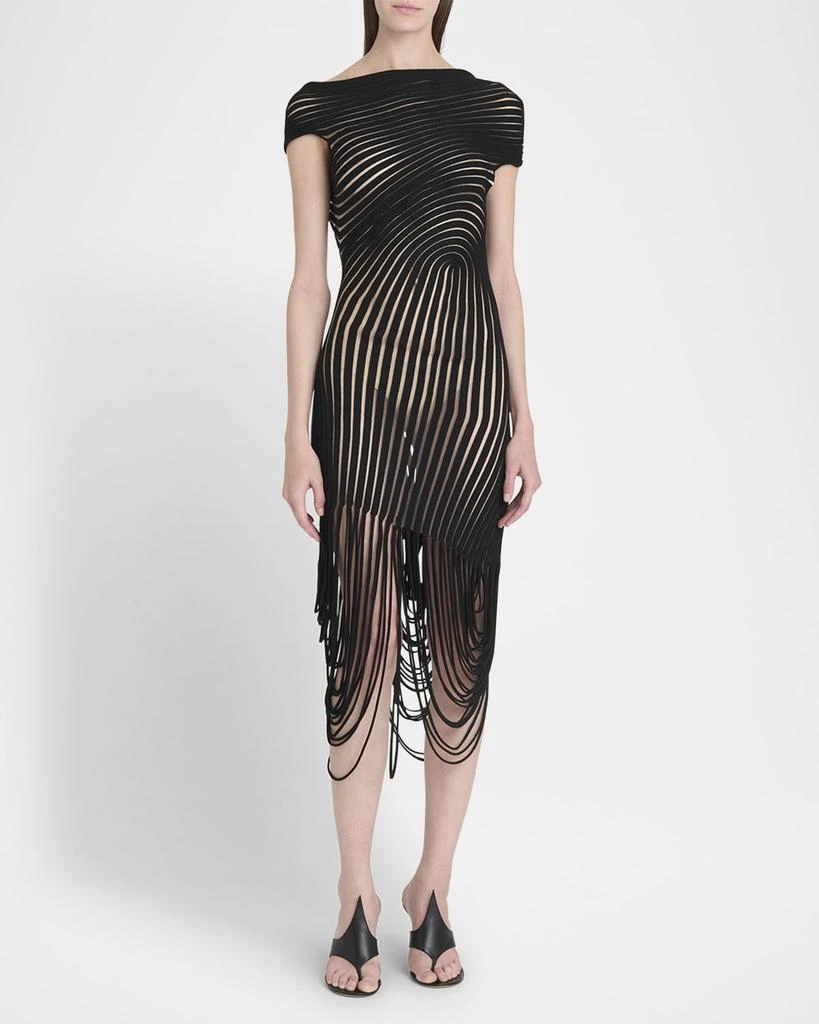 Salvatore Ferragamo Transparent Contrast Rib Knit Midi Dress 2
