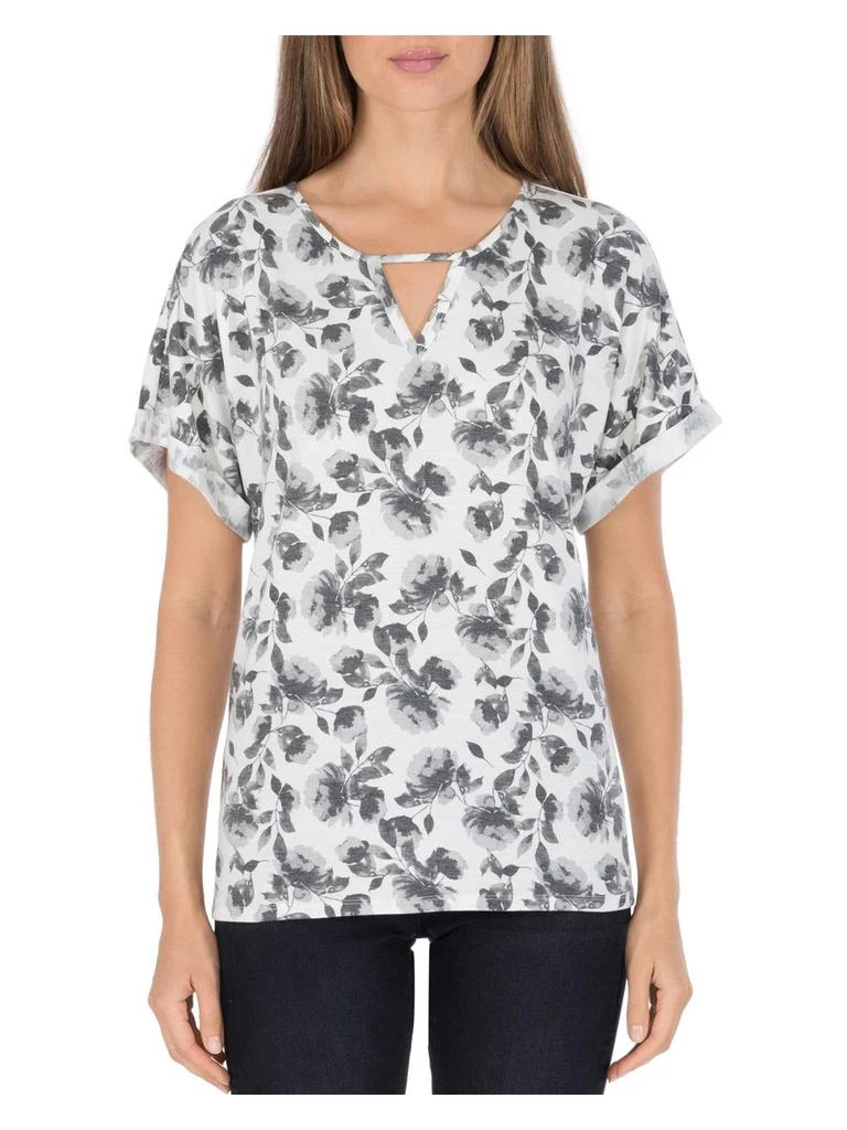 B Collection by Bobeau Womens Dolman Cuffed Keyhole Neckline Pullover Top 1