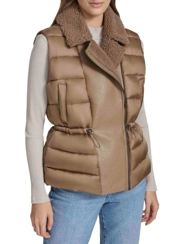 Andrew Marc Faux-Shearling Double-Breasted Puffer Vest 1