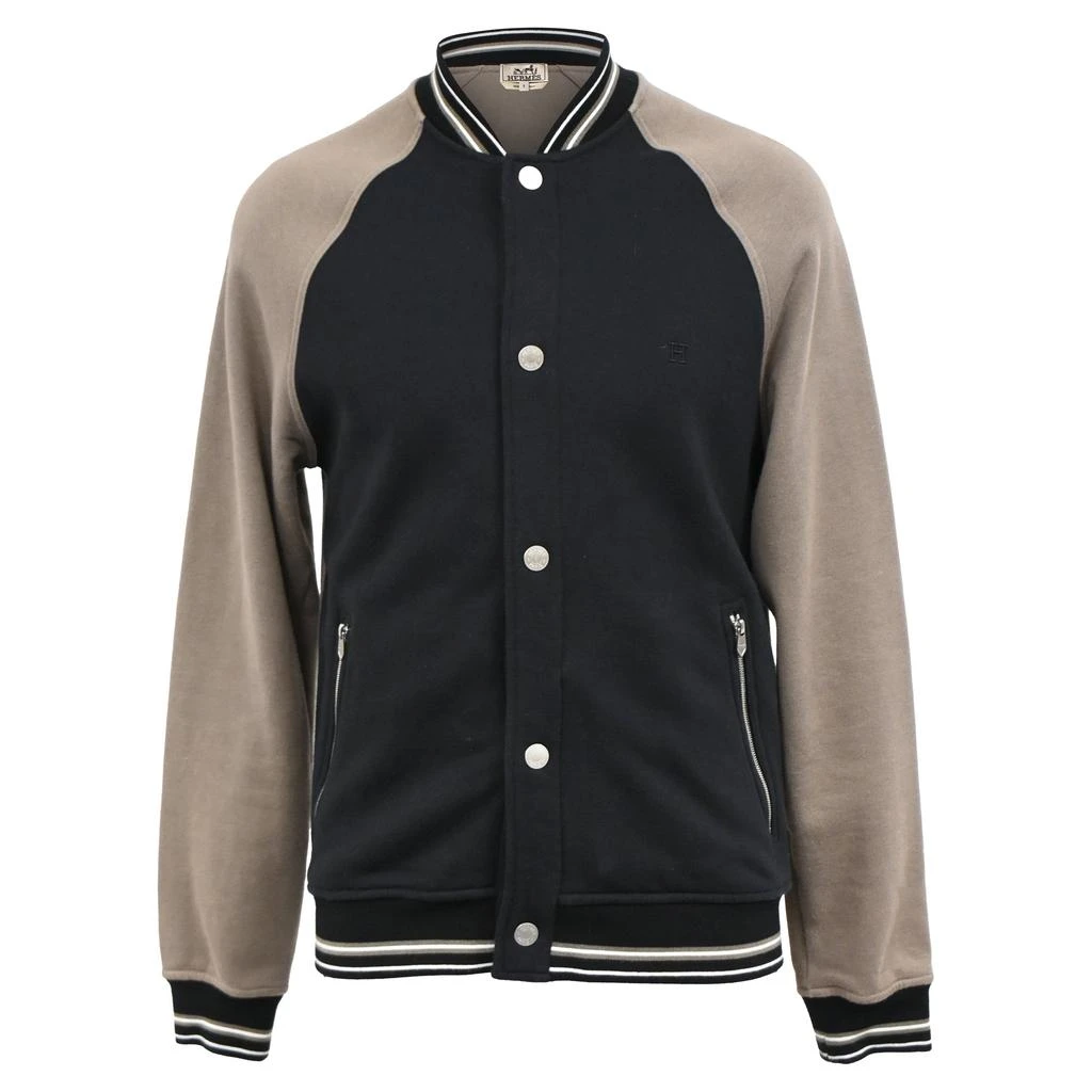 Hermes Varsity Jacket with Side Pockets in Black and Brown Cotton 1