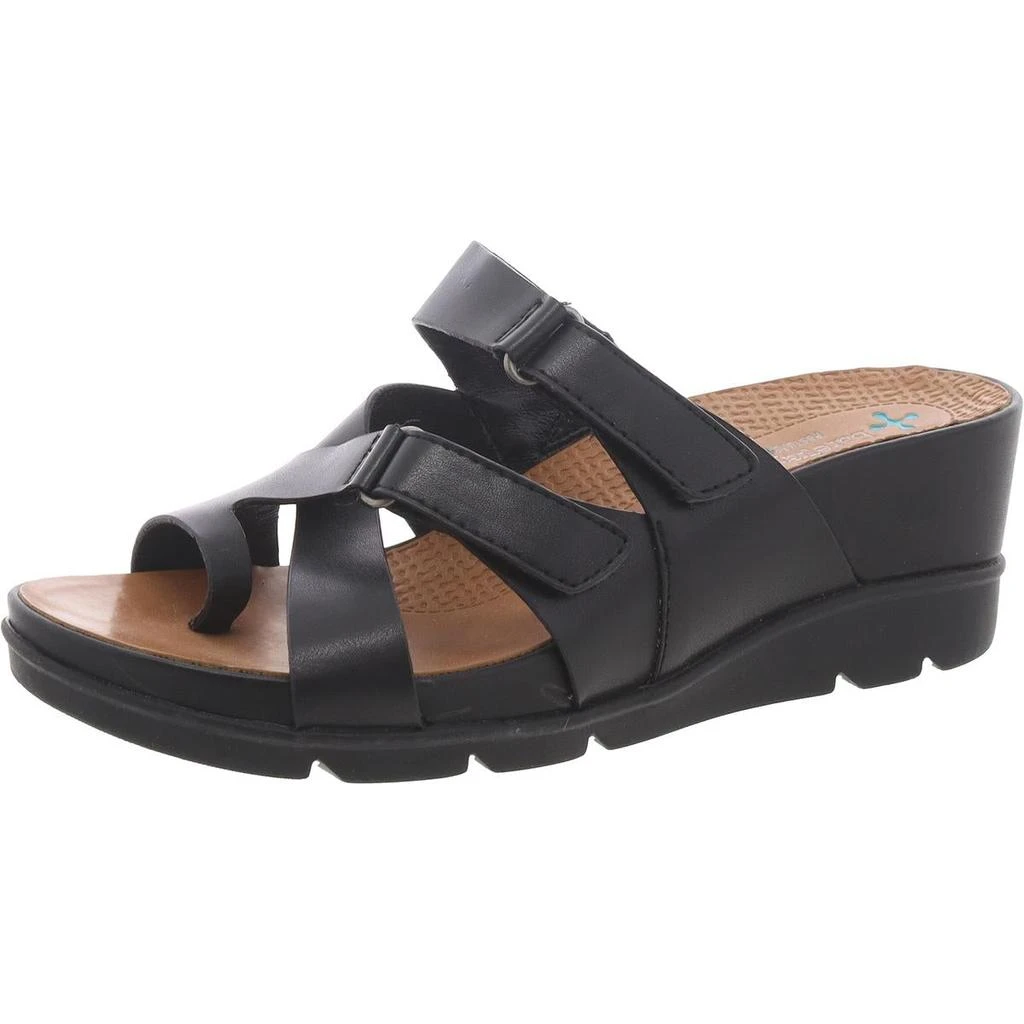 Baretraps Womens Faux Leather Open Toe Wedge Sandals 1