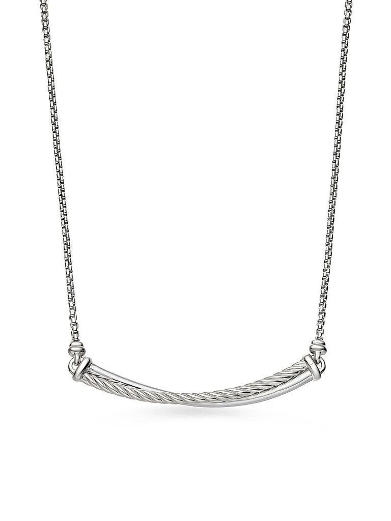 David Yurman Crossover Bar Necklace in Sterling Silver with Diamonds 4
