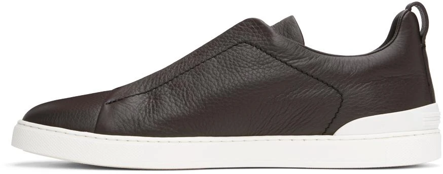 Zegna Brown Triple Stitch Sneakers 3