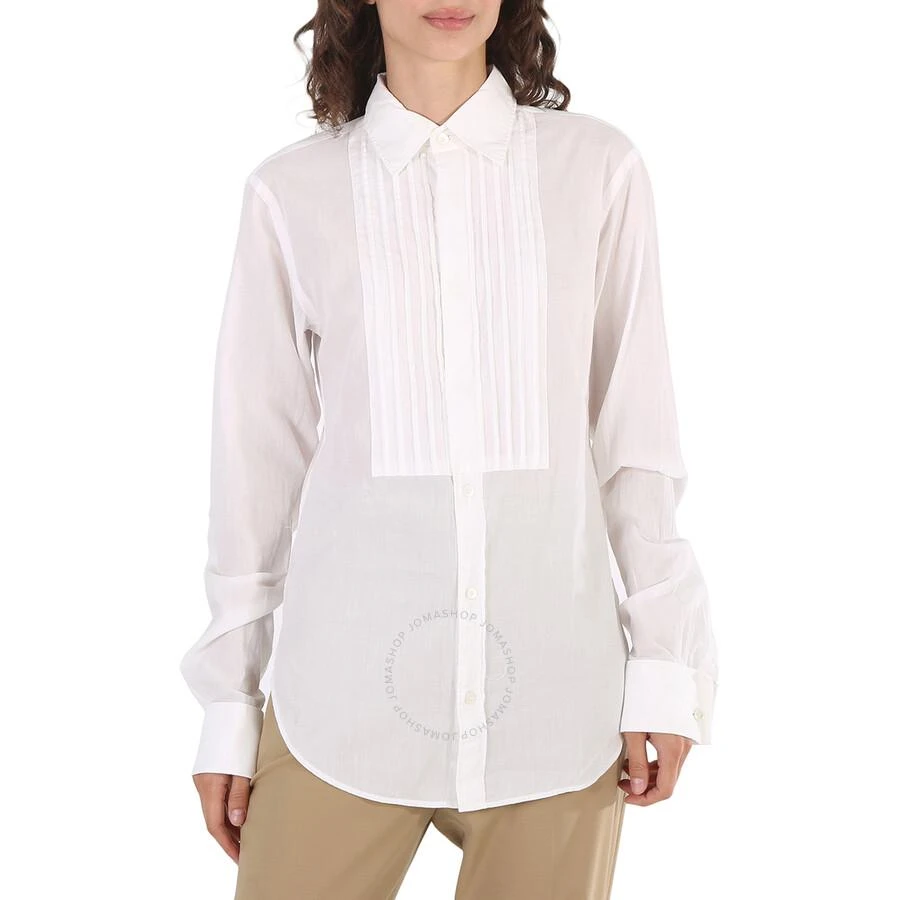 Burberry Ladies White Ribbed Panel Shirt 1