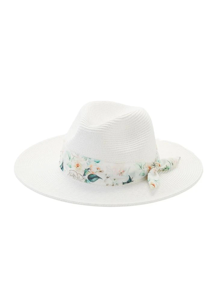 Nine West Panama Hat with Tie Trim