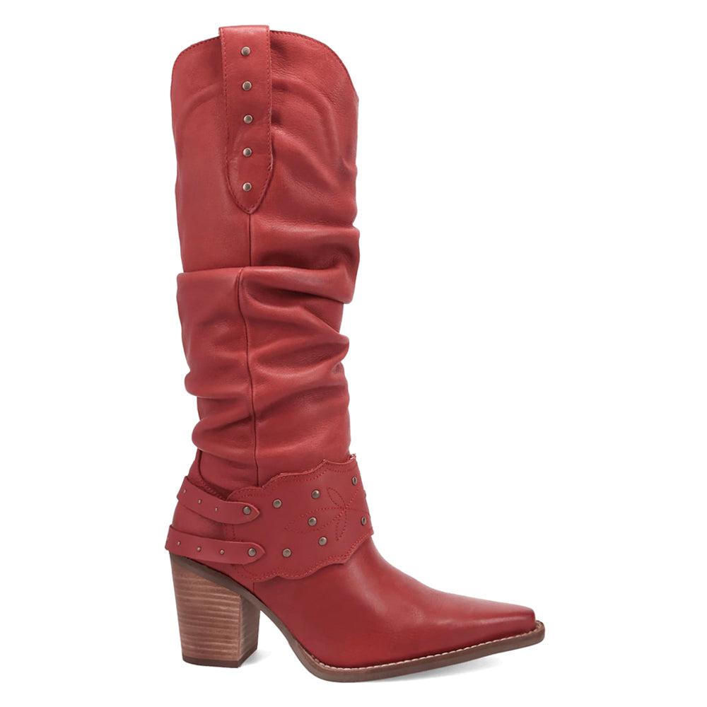 Dingo Grit N' Grace Slouchy Studded Snip Toe Pull On Cowboy Boots