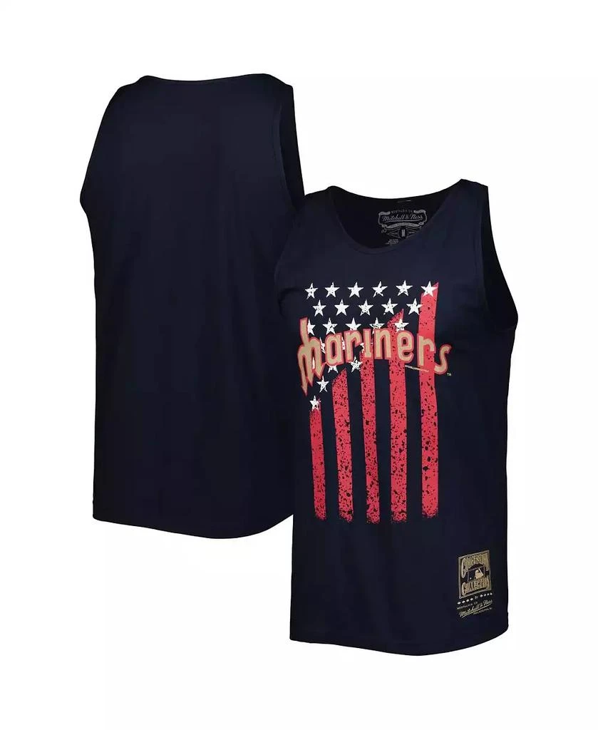 Mitchell & Ness Men's Navy Seattle Mariners Cooperstown Collection Stars and Stripes Tank Top 1