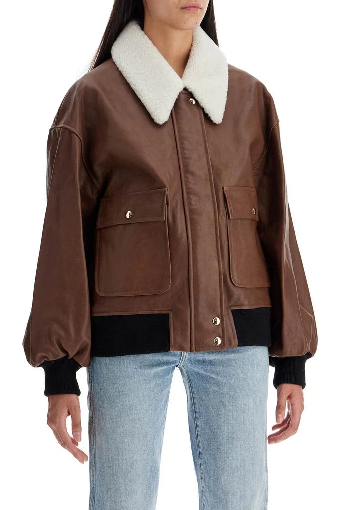 Khaite shellar Leather Bomber Jacket With She 2