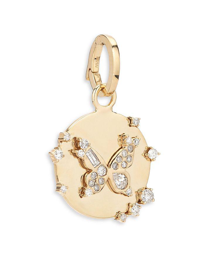 Adina Reyter 14K Yellow Gold Diamond Multi Cut Butterfly Hinged Charm Pendant