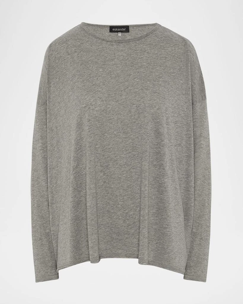 Eskandar Long Sleeve Double Edge Scoop Neck T-Shirt (Mid Plus Length) 1