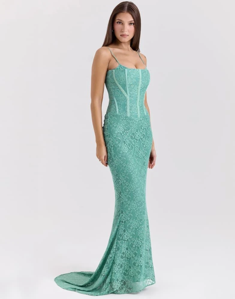House of CB House of CB Antonina lace corset maxi dress in jade