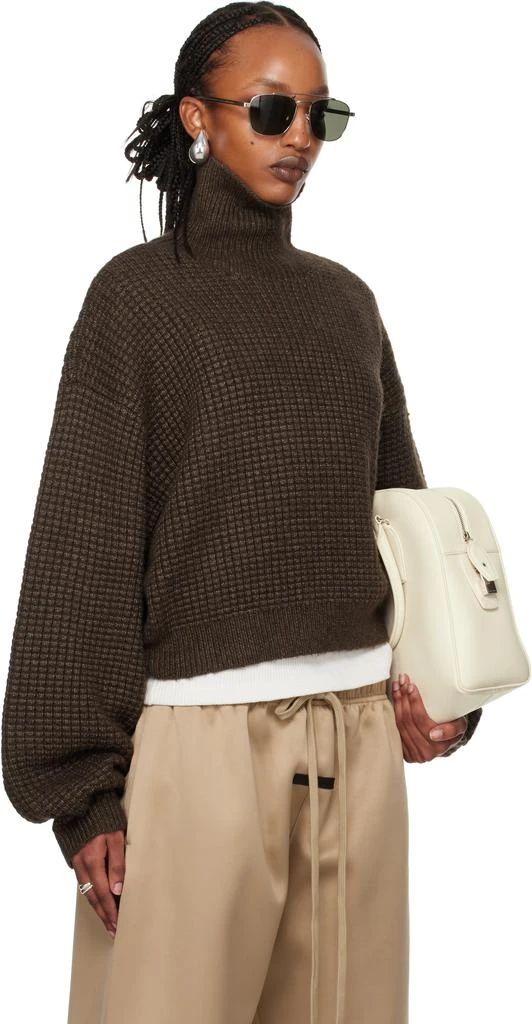 Essentials Brown Heavy Waffle Turtleneck 2
