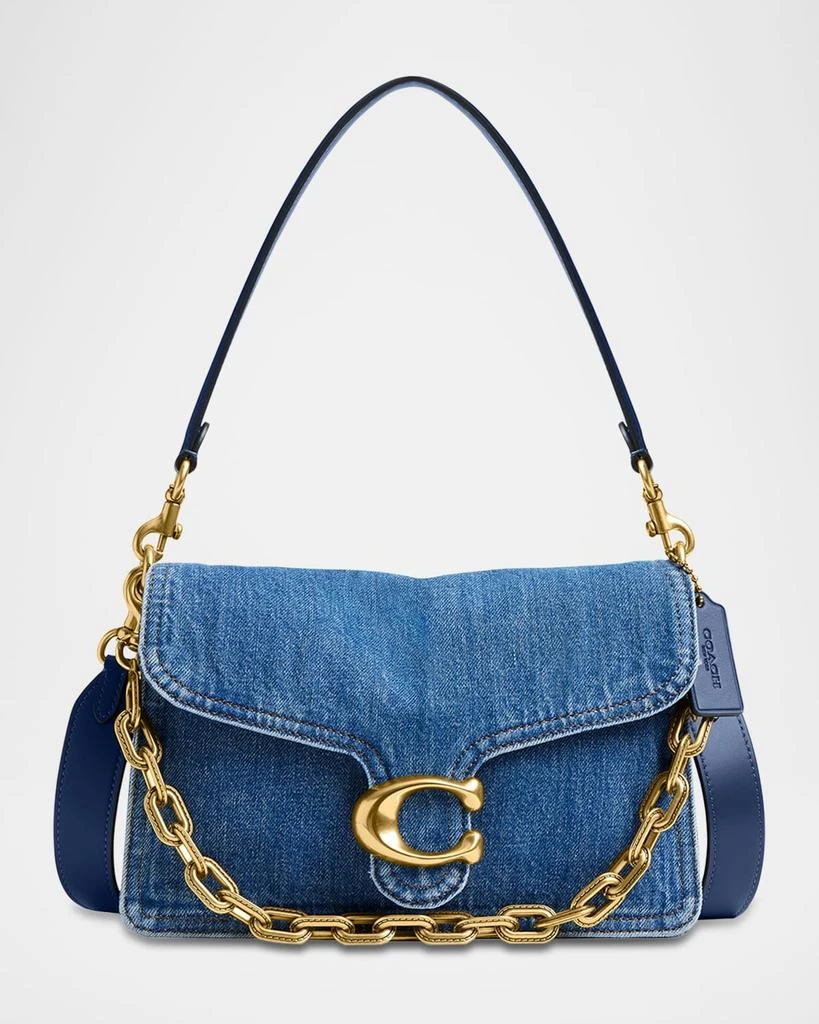 Coach Tabby Washed Denim Shoulder Bag with Chain 1