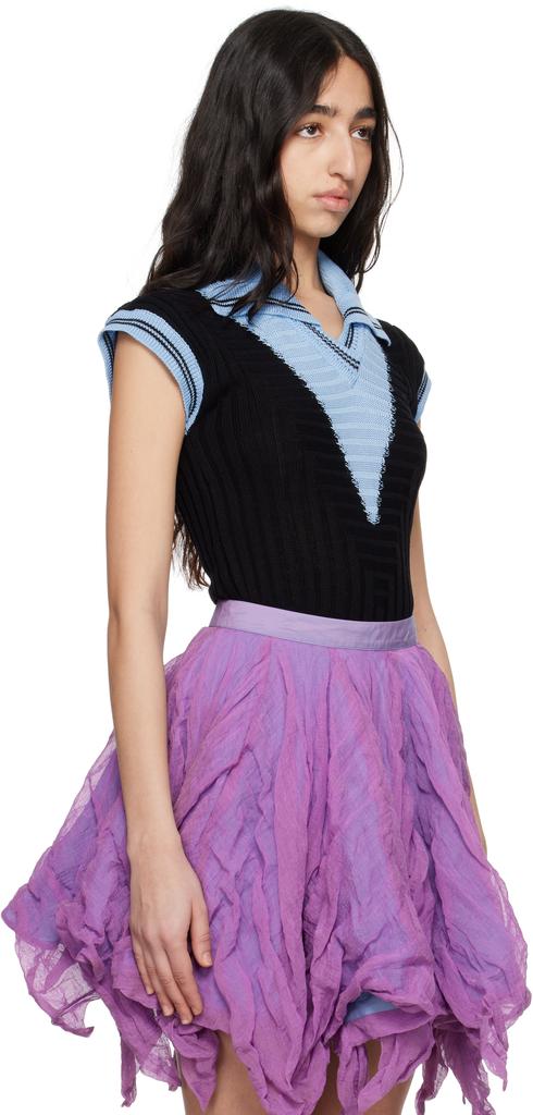 Kiko Kostadinov Blue & Black Quimby Sleeveless Knit Polo