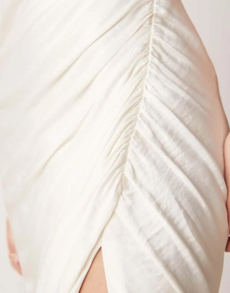 Abercrombie & Fitch Abercrombie & Fitch cowl neck draped maxi dress in white 2