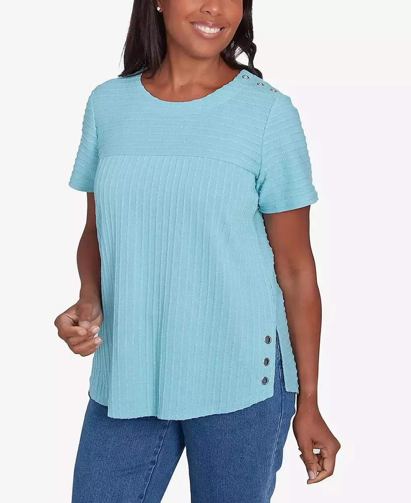 Alfred Dunner Petite Classics Solid Textured Short Sleeve T-Shirt 8