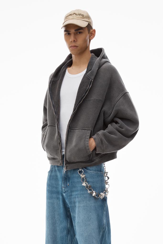 Alexander Wang Men's Oversize Zip-Up Hoodie in Cotton Terry