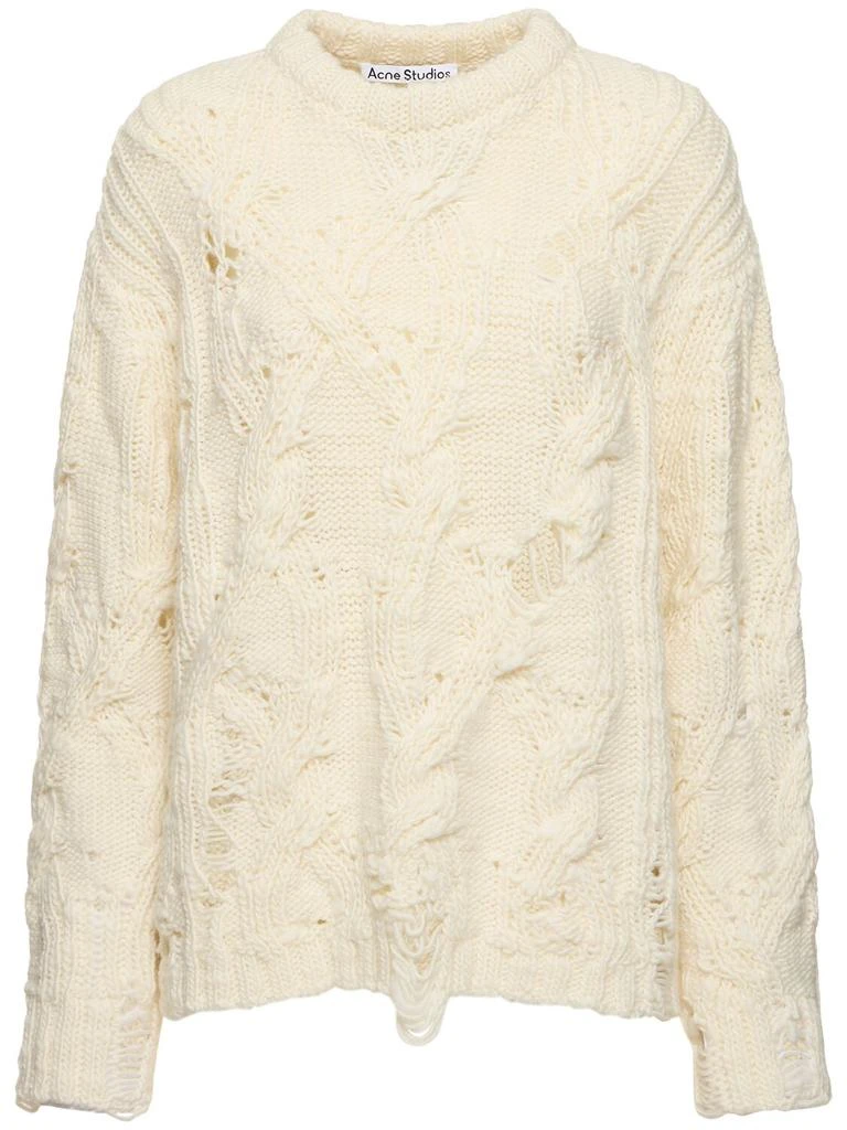 Acne Studios Kolda Distressed Cable Knit Wool Sweater 1