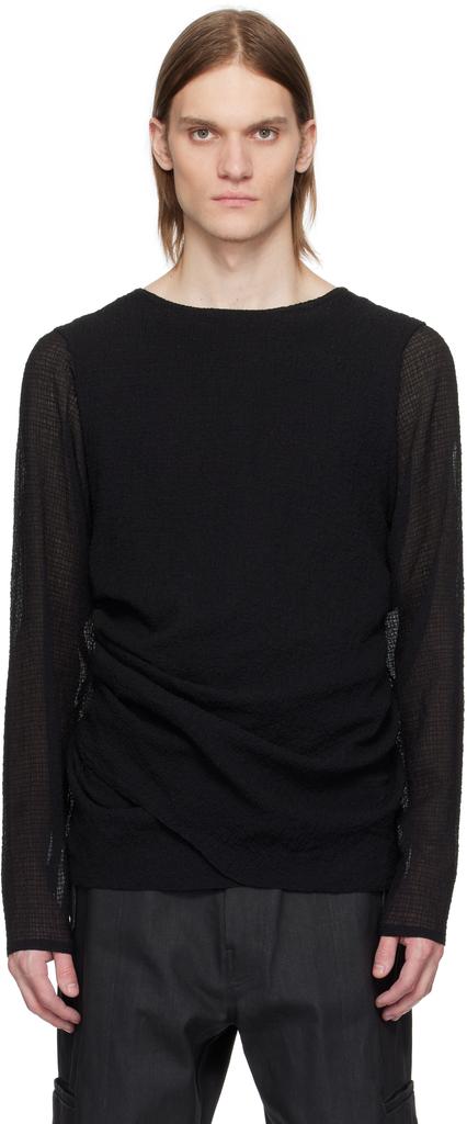 Omar Afridi Black Draped Long Sleeve T-shirt
