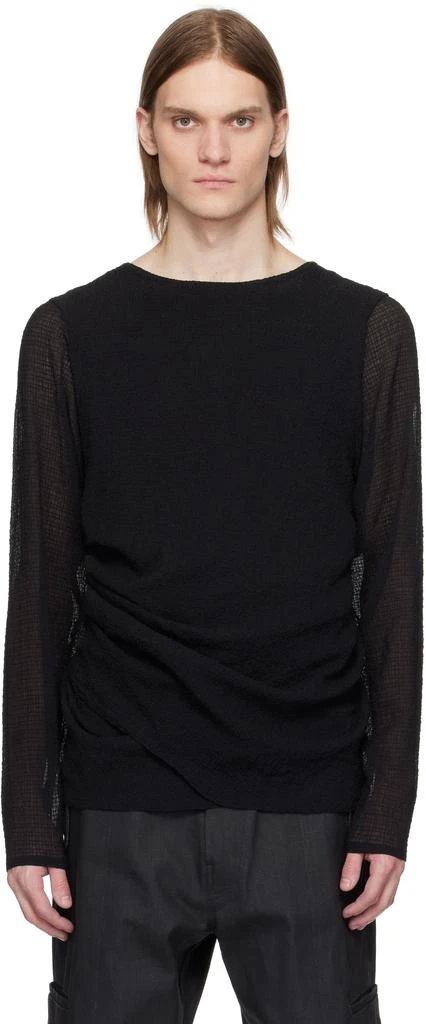 Omar Afridi Black Draped Long Sleeve T-shirt 1