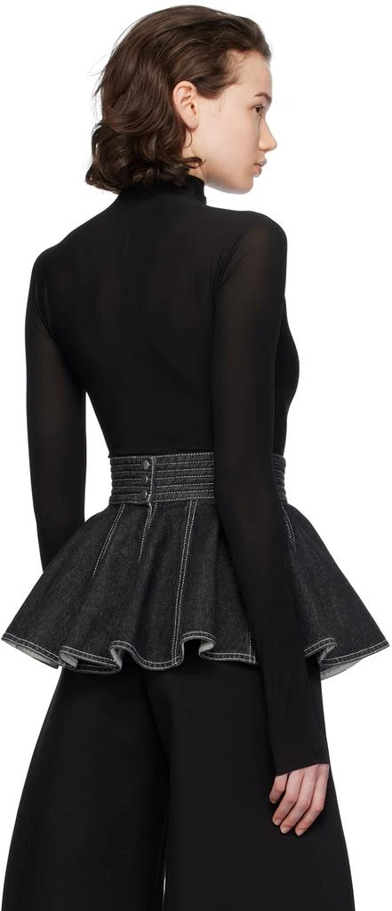 Alaïa Black Gathered Denim Miniskirt 3