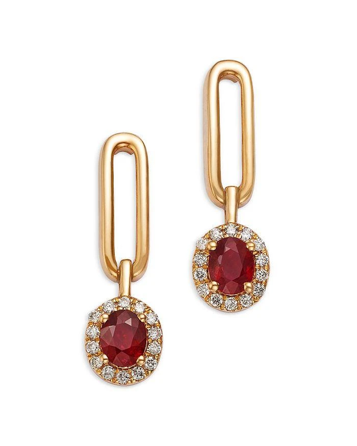 Bloomingdale
s Ruby 
Diamond Halo Drop Earrings in 14K Yellow Gold