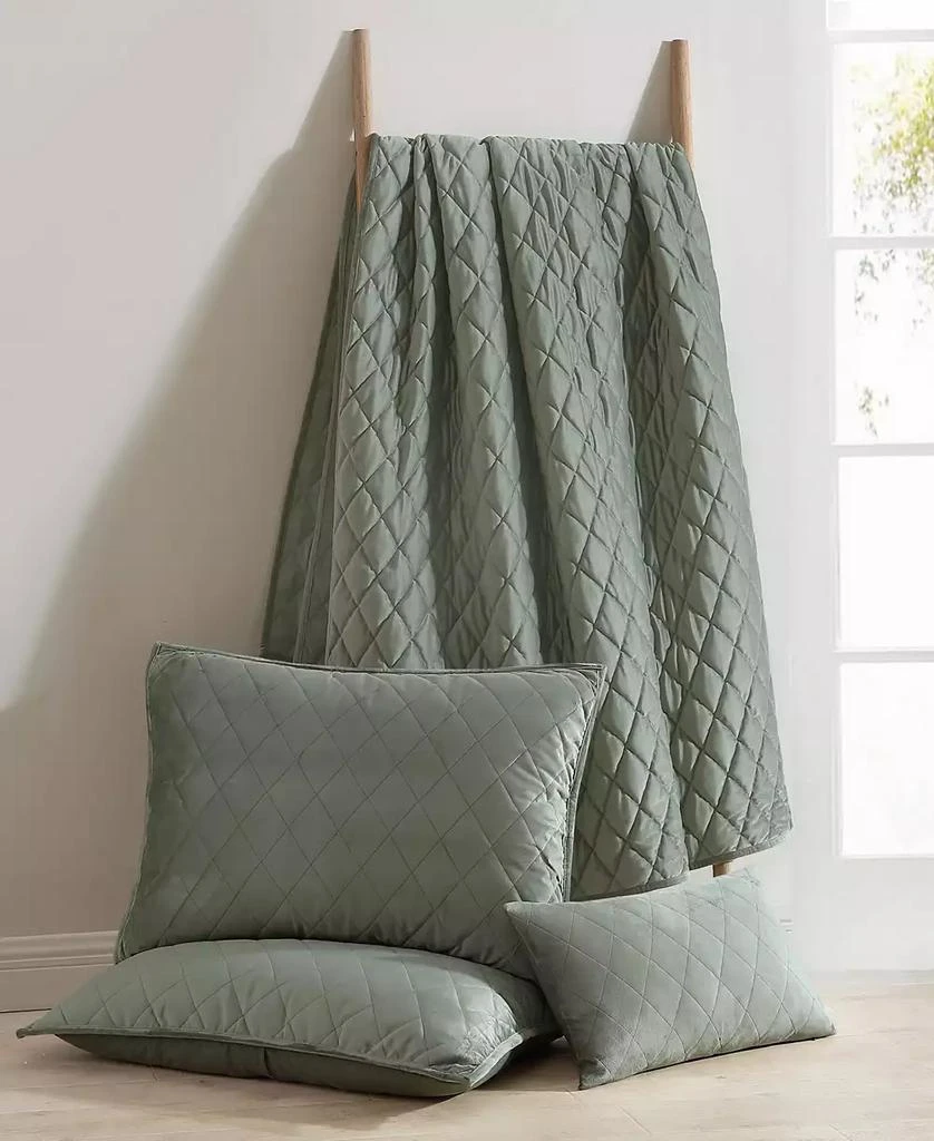 Laura Ashley Solid Diamond Stitch Velvet 3-Piece Quilt Set 7