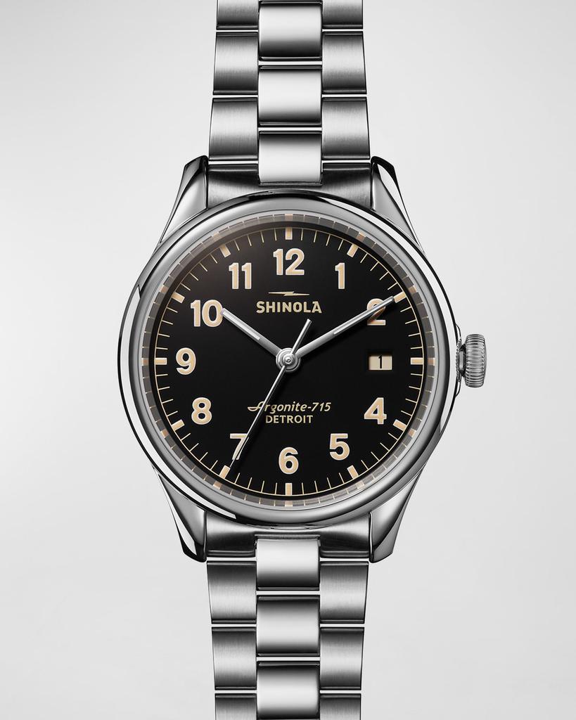 Shinola 38mm Vinton Bracelet Watch, Black