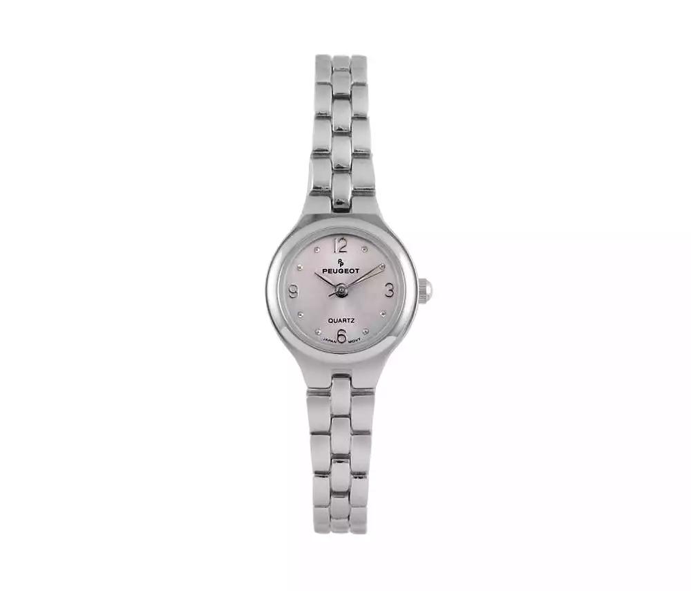 Peugeot Women 22mm Round Silver Self-Adjust Link Bracelet Watch