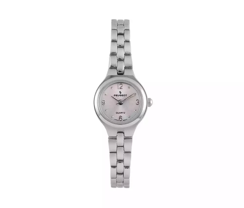 Peugeot Women 22mm Round Silver Self-Adjust Link Bracelet Watch 1