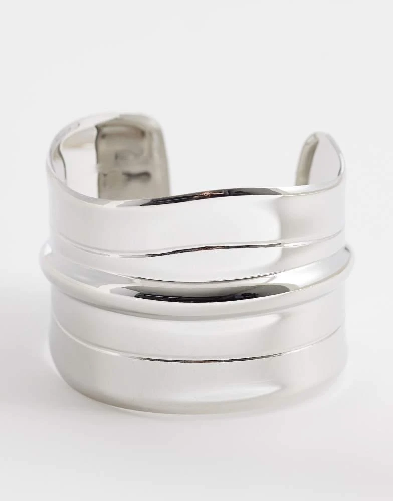 DesignB London DesignB London statement cuff bangle bracelet in silver