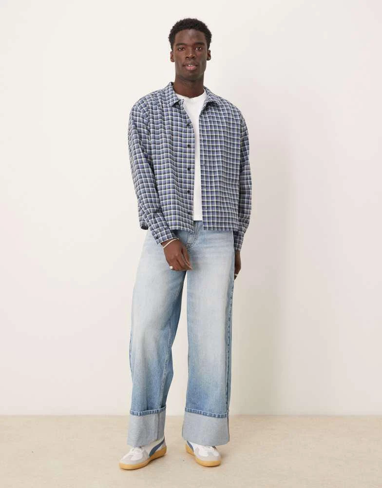ASOS ASOS DESIGN oversized boxy flannel shirt in blue check 1