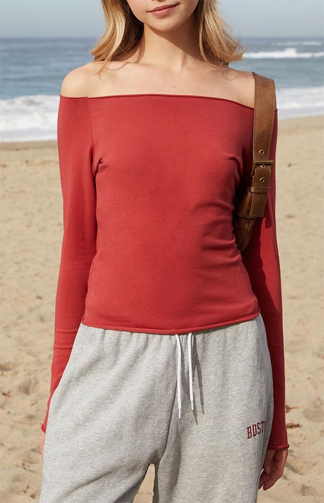 John Galt Red Bonnie Off-The-Shoulder Top