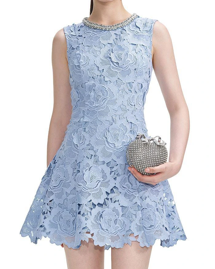 chinese dress ladies Blue Crepe Lace Midi Dress main image 0