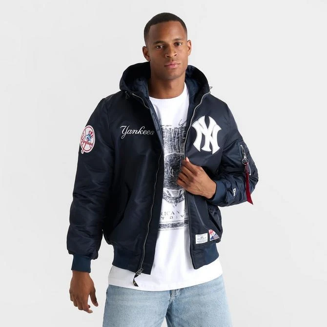 New Era Men's New Era x Alpha Industries New York Yankees MLB Hooded Bomber Jacket 3