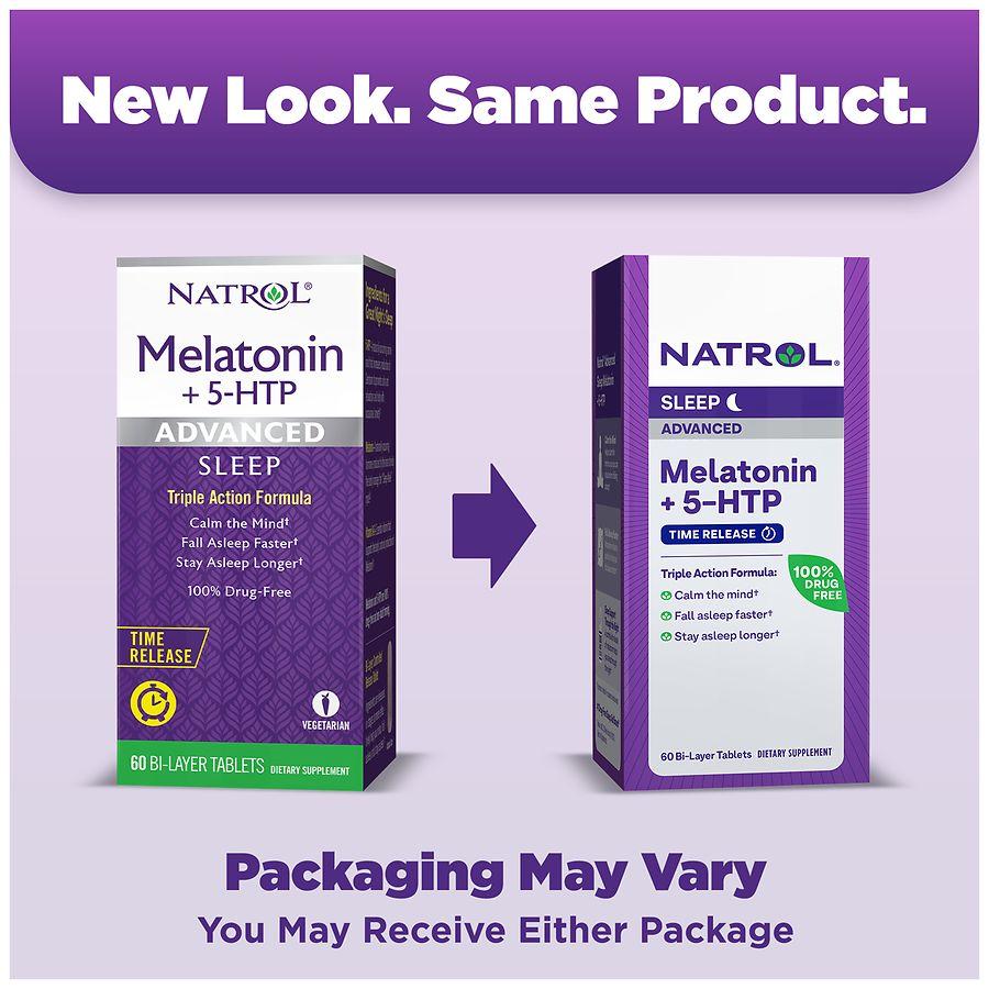 Natrol Advanced Sleep Melatonin + 5-HTP, Time Release Bi-Layer Tablets