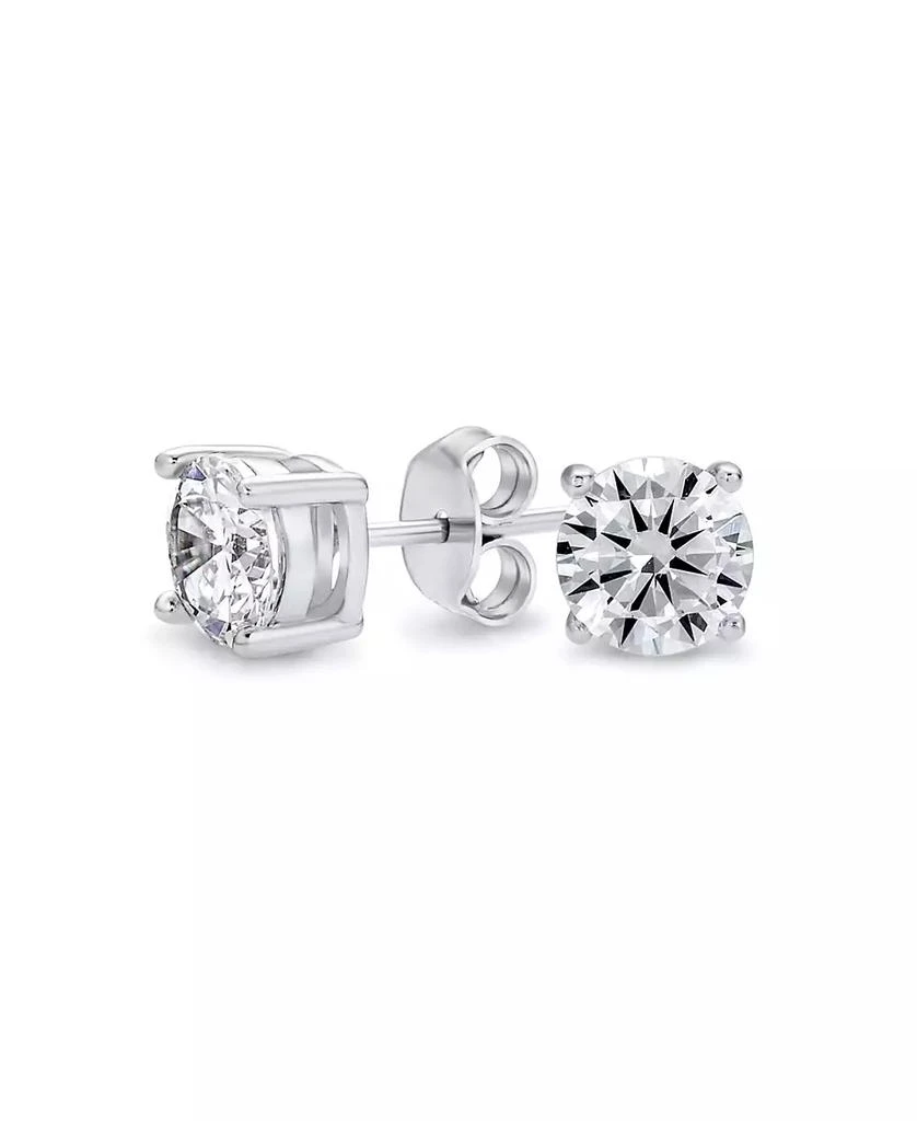 Bling Jewelry Round Solitaire Stud Earrings 4 Prong .925 Sterling Silver 6MM