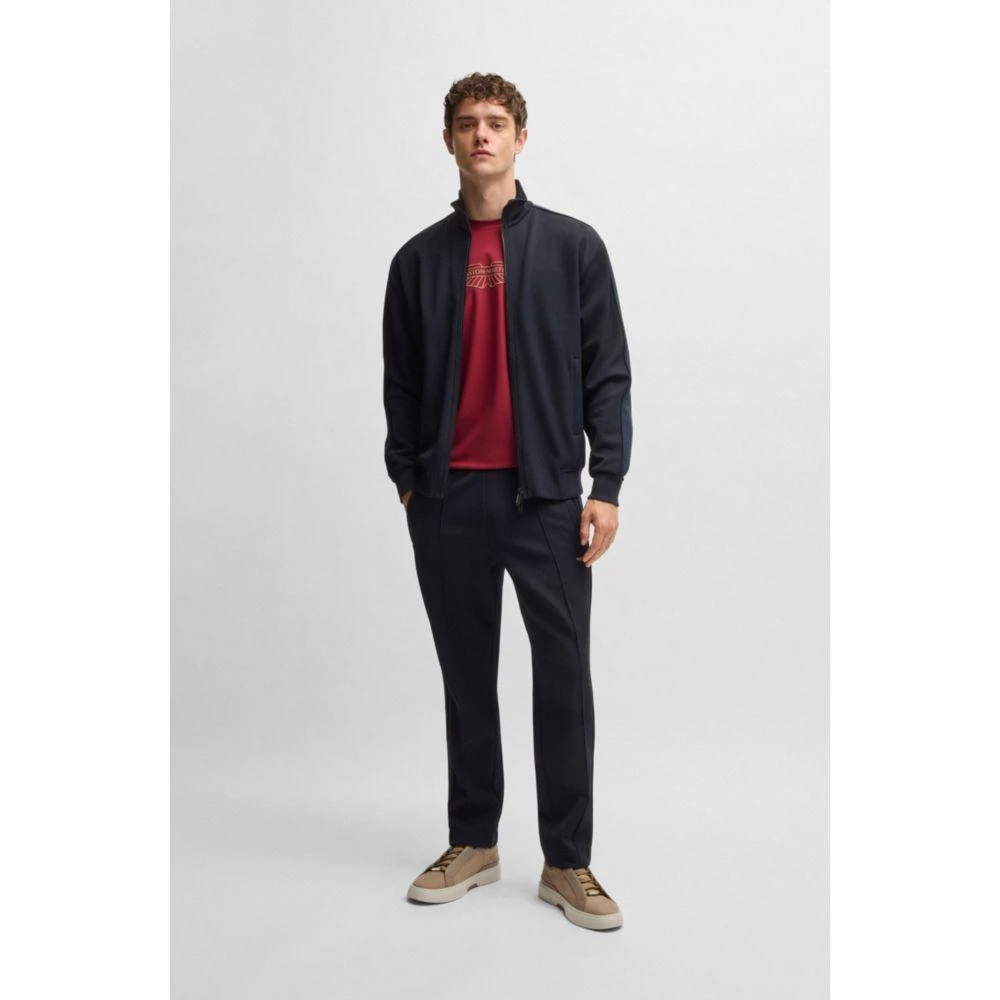 Hugo Boss x ASTON MARTIN jersey tracksuit bottoms with perforated leather stripe 2