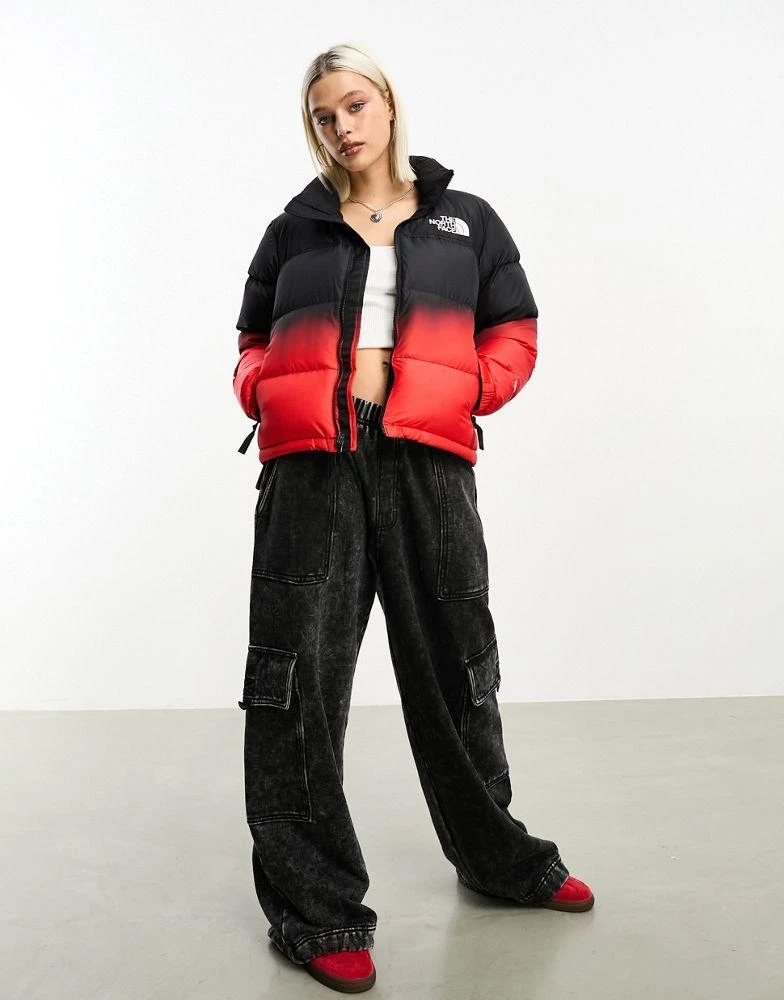 The North Face The North Face Nuptse Retro '96 down puffer jacket in red and black dip dye 1