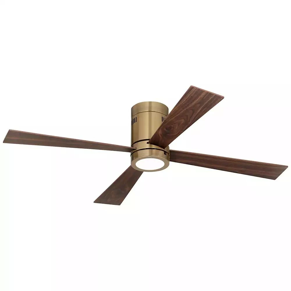 Casa Vieja 52" Revue Modern Indoor Hugger Ceiling Fan with LED Light Remote Control Bronze Soft Brass Walnut Opal Glass for Living Room Kitchen House 9