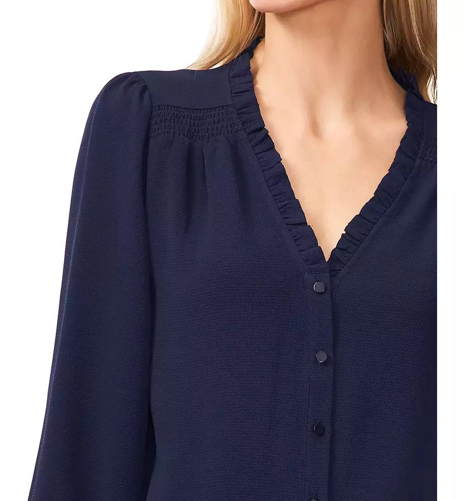 CeCe Women's Ruffled Button Front 3/4-Sleeve Blouse 3