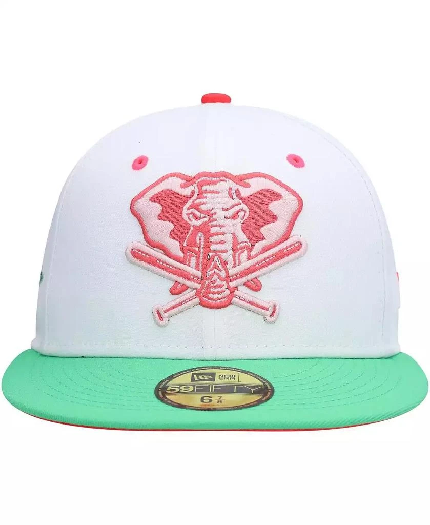 New Era Men's White, Green Oakland Athletics Alternate Logo Watermelon Lolli 59Fifty Fitted Hat 2